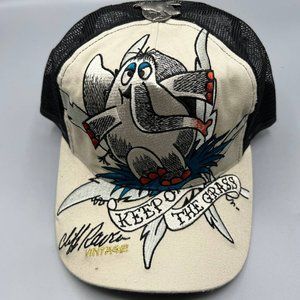 Vintage Cliff Raven Hat Brown Ed Hardy Japanese tattoo Snap back Trucker Cap 90s